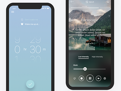 Pzizz 2.0, Focus module app apple focus iphone iphone x mobile playback pzizz designer sleep ui user interface ux