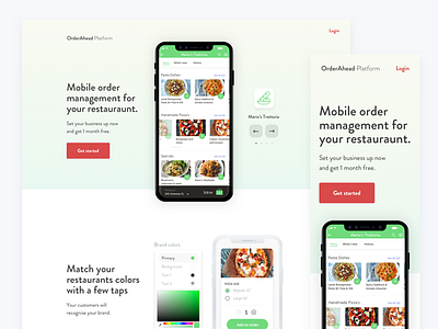 Order ahead platform interface landing page mobile app platform restaurant toronto ui ux