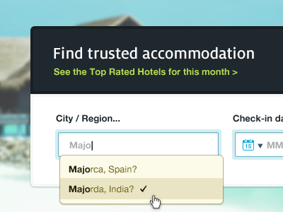 Travelbook search search suggested search dropdown input boxes user interface ui interfaces blue green clean design