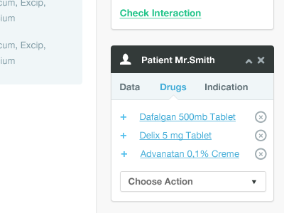 Patient widget blue clean data drug app green icons information interface library ui user interface white