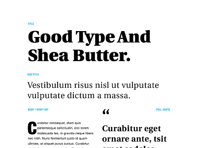 Good Type & Shea Butter headline magazine print design typography