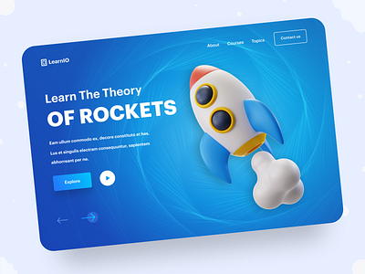 LearnIO Header Exploration 3d branding colorful creative figma gradient header hero image illustration knowledge landing page layout online course rockets typography ui user interface ux web design website
