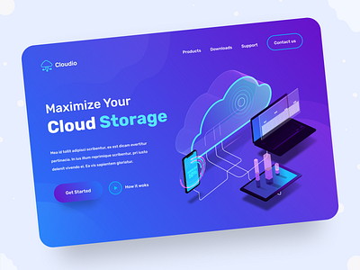 Cloud Storage Header Exploration cloud storage colorful creative figma gradient header header exploration hero image illustration isometric landing page typography ui user experience user interface ux virtual server visual design web design website