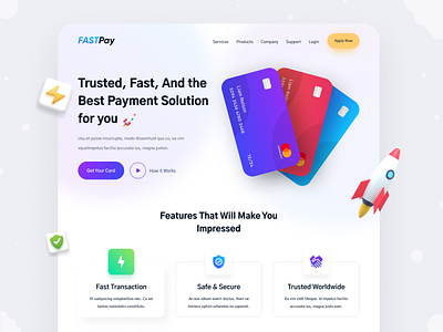 Fastpay Payment Solution UI 3d banking colors credit card gradient illustration landing page layout master card modern online payment payment method solution typography ui ui design user interface ux website