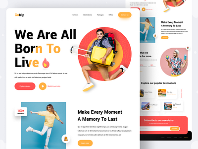 Gotrip Travel Landing Page 3d booking flat ui landing page layout long trip modern online tourism tourist travel travel agency trending typography ui ui design user interface ux vacation website