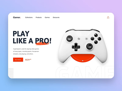 Play Like A Pro! adobe xd animation design flat game design game pad header exploration hero image interaction minimal motion graphics typography ui user experience ux web website