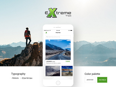 Extreme Trips app design logo minimal app travel trip ui ux