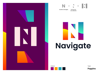 Navigate Logo branding design direction gradient logo map navigate