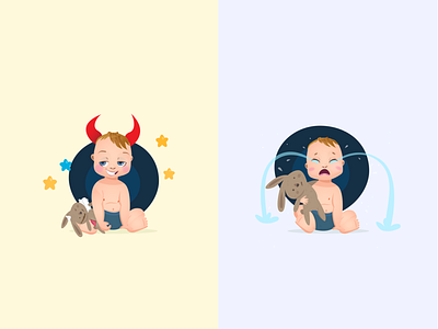 Baby N Devil art baby challenge character character design cry devil game game art gaming new smile smiley ui uiux vector