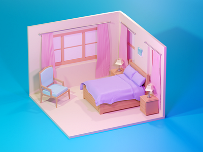 Bedroom 3d 3dart 3ddesign abstract art bedroom colors design home house illustration isometric minimal render room