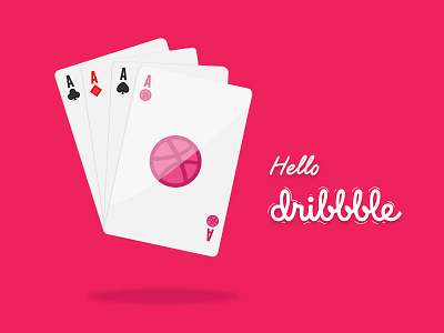 Hello dribbble card cards debut deck dribbble game hello illustration pink playing