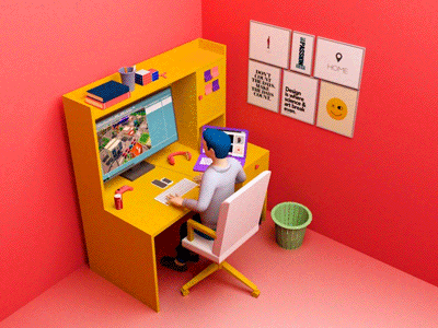 My Workstation 3d 3d art autodeskmaya gif gif animation loop lowpoly vray workstation