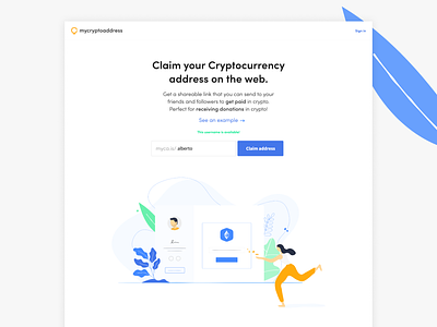 Claim your Cryptocurrency address on the web. app branding crypto crypto currency design ecommerce flat illustration ready ui ux website