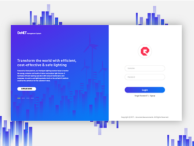 Login page for Energy systems blue design energy illustration login management ui ux