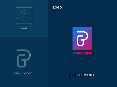 GO PLENISH Logo app branding golden gp icon logo ratio