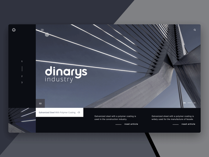 Dinarys Industry animation concept desktop gif grey interaction design layout uidesign uiux website industry