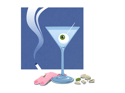 The classic dreye martini after work cigarette dark drink halftone illustration illustrator macabre pistachios raster relaxation retro smoke tooth vintage