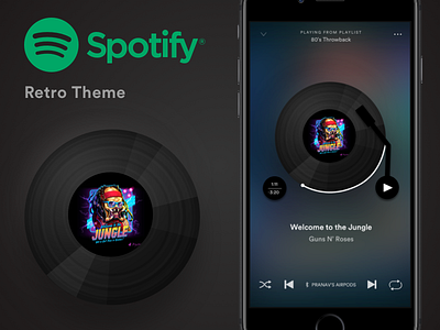 Spotify Retro Theme Design 80s style app design design ios ios app design music retro spotify vinyl record