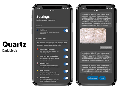 Quartz Dark Mode dark app dark mode ios ios app design news news app quartz redesign