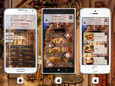 📱 Restaurant Mobile App With Animated UI android app dessert dinner drinks food invitation ios app mobile app nokia ordering reservation restaurant