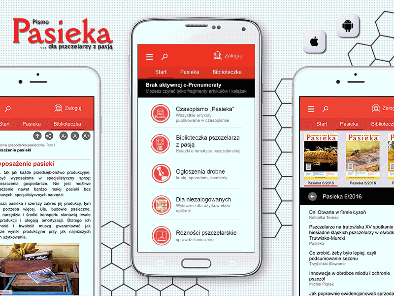 📱 Pasieka Beekeeping Android & iOS Mobile App animated bee beekeeping business company gif honey honeycomb industry invites ios android app mobile app