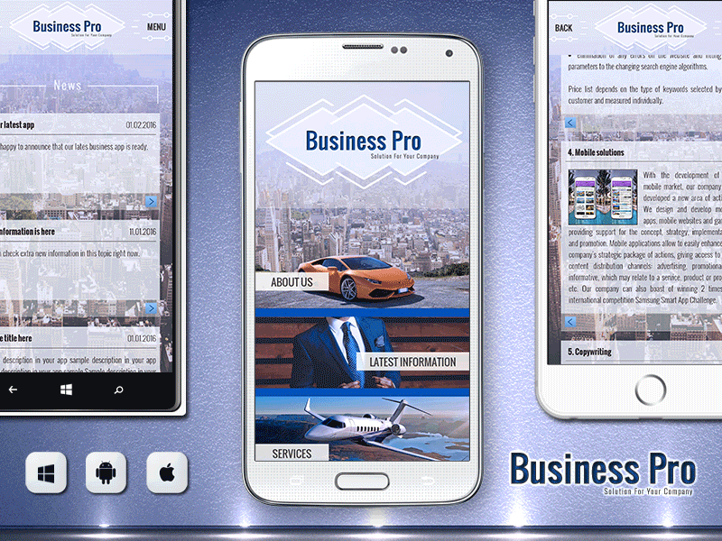 📱 Business Pro Mobile App For Android, iOS And Windows Phone