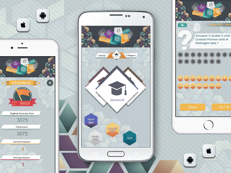 📱 Word Scramble Quiz Mobile App For Android & iOS