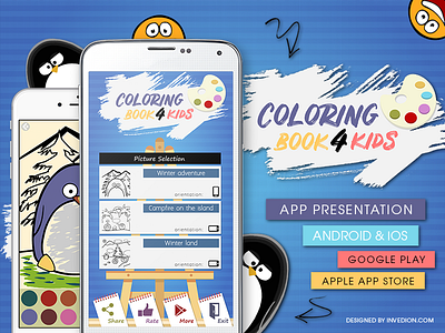 Coloring Book For Kids Android & iOS Mobile App android coloring book comic book drawing for kids invitation invites iphone mobile app painting social media stories