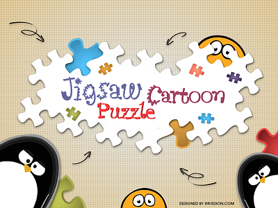 😊 Jigsaw Cartoon Puzzle - Mobile App Logo [ Android & iOS ] app apps balls brand branding cartoon jigsaw puzzle kids logo mobile app penguin puzzle