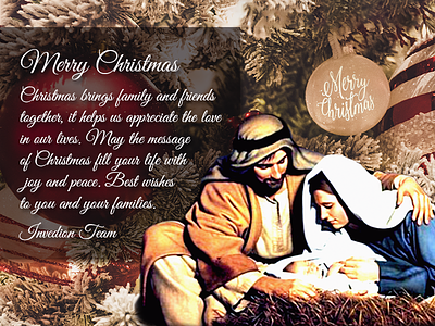 Merry Christmas From The Invedion Team blessing christmas christmas card christmas eve christmas tree dribbble family god illustration invitation invites jesus jesus christ love merry christmas new life team wishes
