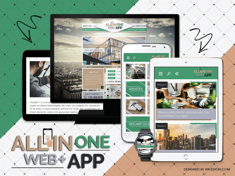 All In One Web+ App - Android & iOS / Website, App, Mobile Web android app animated app design app ui business gif green ios app mobile app mobile app design mobile design mobile ui mobile web app mobile web design mobile website design smartwatch ui ui design web design website design