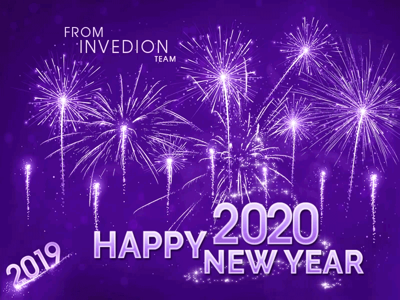 🎉 Happy New Year 2020 From Invedion Team animated gif animation app branding business design fireworks flat gif gift gradient illustration minimal new year new year 2020 ui vector web website wishes
