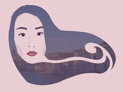 Venice, Italy face grand canal illustration italy me pink self portrait venice