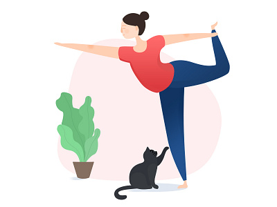 Yoga girl and cat-4