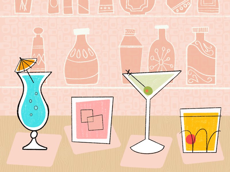 50's Cocktail Party animation illustration midcentury photoshop procreate