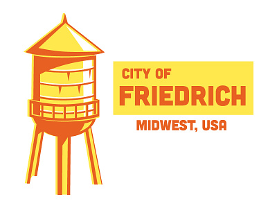 City of Friedrich 2 color brand logo tower town water