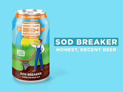 Sod Breaker beer can farm illustration