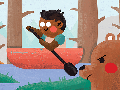 Canoeing childrens illustrator cute editorial fun