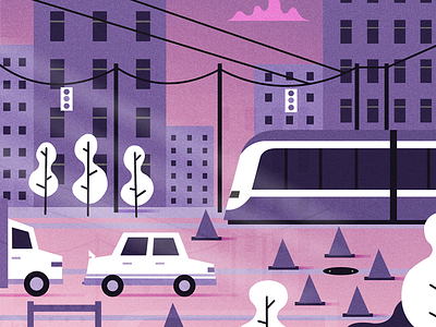 Streetcar background cars design doodle editorial graphic design illustration vector