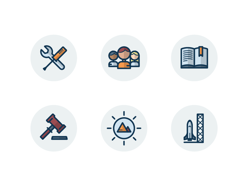 Eshopista Icons fill stroke bookmark book rocket nature law court tools people eshop icons