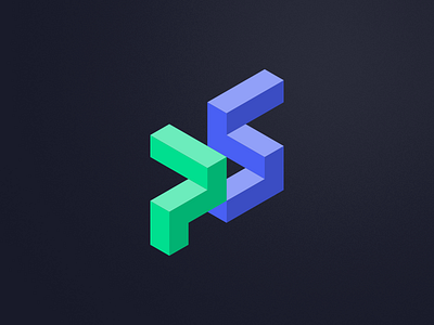 PS blocks blue branding green identity isometric logo type