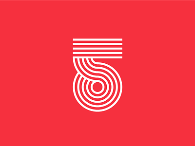 Five circle five logo number red shape strokes type