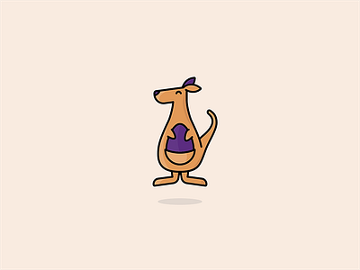Hop brown egg happy illustration jump jumpity kangaroo levitation outline purple solid
