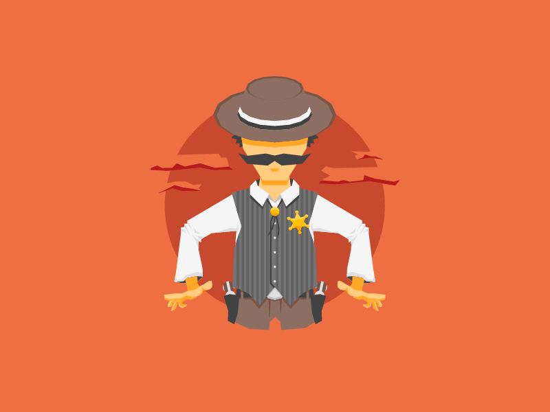 Ready illustration cowboy steady moustage standoff guns sunset hat ready law sheriff