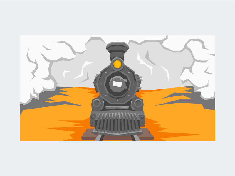 Steamy pollution tracks wild west light cloud front old timey western train engine steam