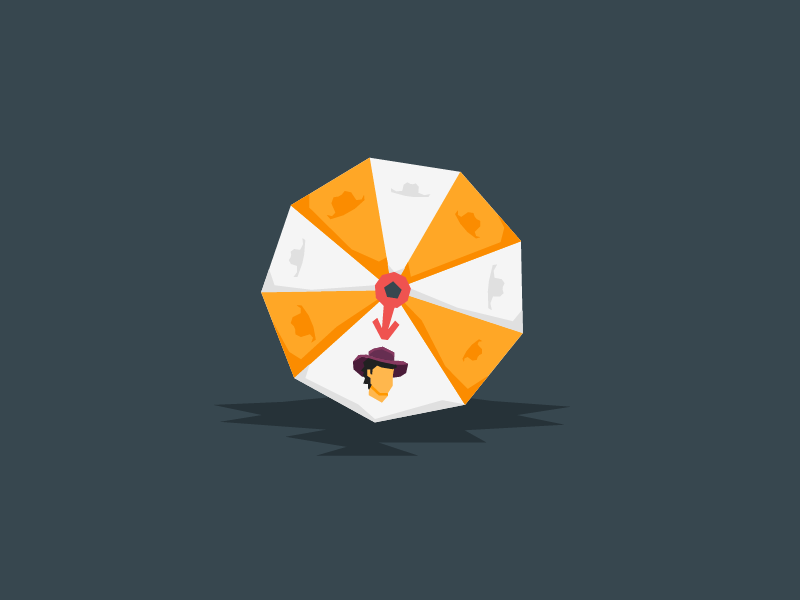 Wheel Spin enemy arrow illustration polygon hat choice random cowboy
