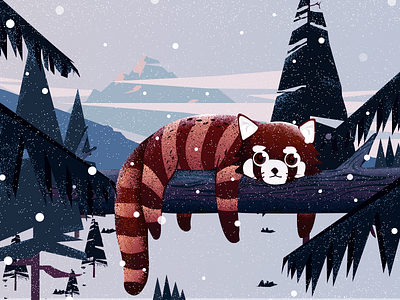 Little cute winter-Raccoon-illustrations