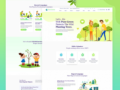 Pure Green - Environment & Ecology Template. campaign clean design creative design donate ecology enviroment event event management illustration responsive vector