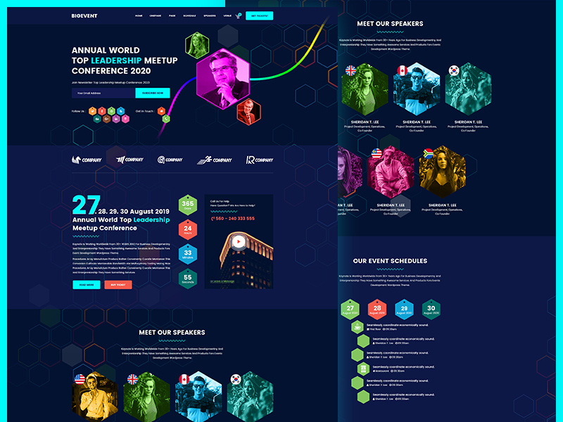 BigEvent- Conference Event WordPress Theme clean creative seminar meetup event management responsive modern workshop tickets speakers schedule music business summit conference event