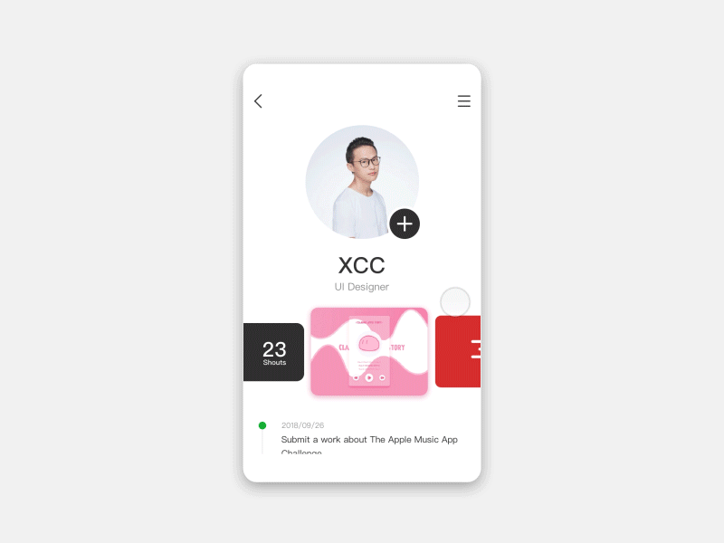 11/50-Personal profile animation app button concept ui